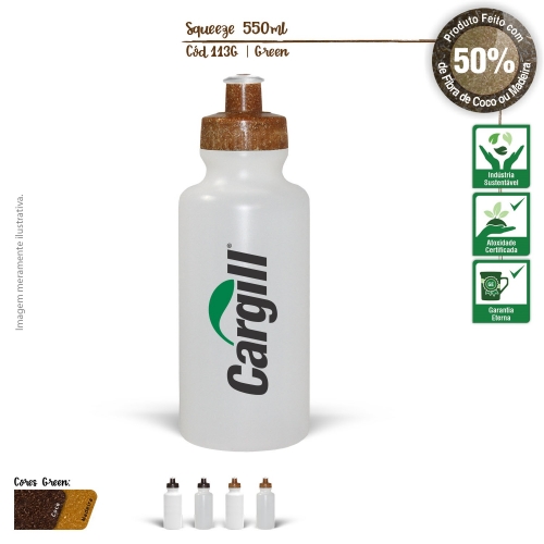 Garrafa personalizada - Squeeze Ecológico 550ml Resistente e Flexível com Bico de PVC Cristal